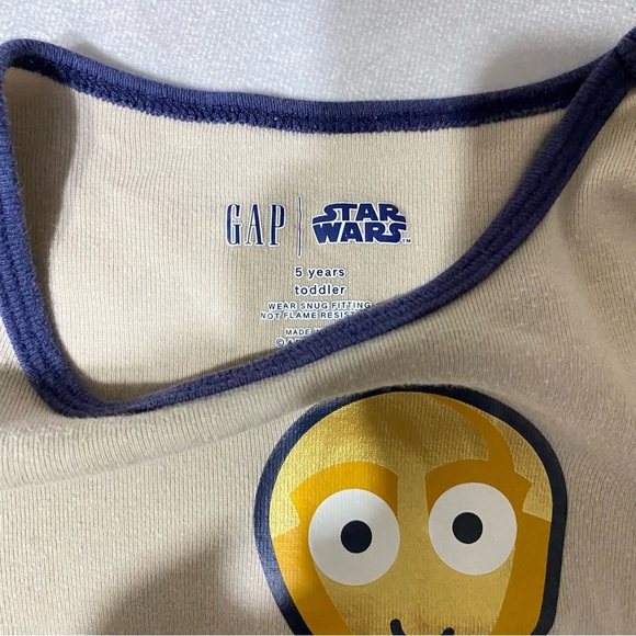 GAP Star Wars Pajama Tops Lot Of 2 Chewbacca C3PO R2-D2 Size 5 Toddler - Picture 7 of 13
